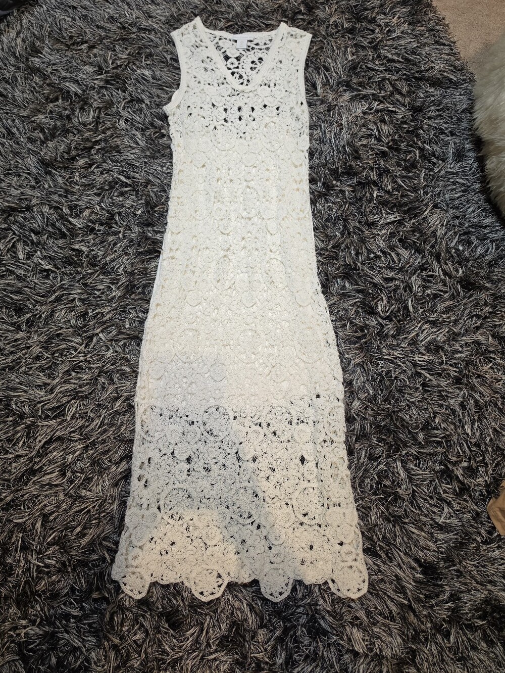 House of Harlow 1960 White Crochet V-Neck Maxi Dress